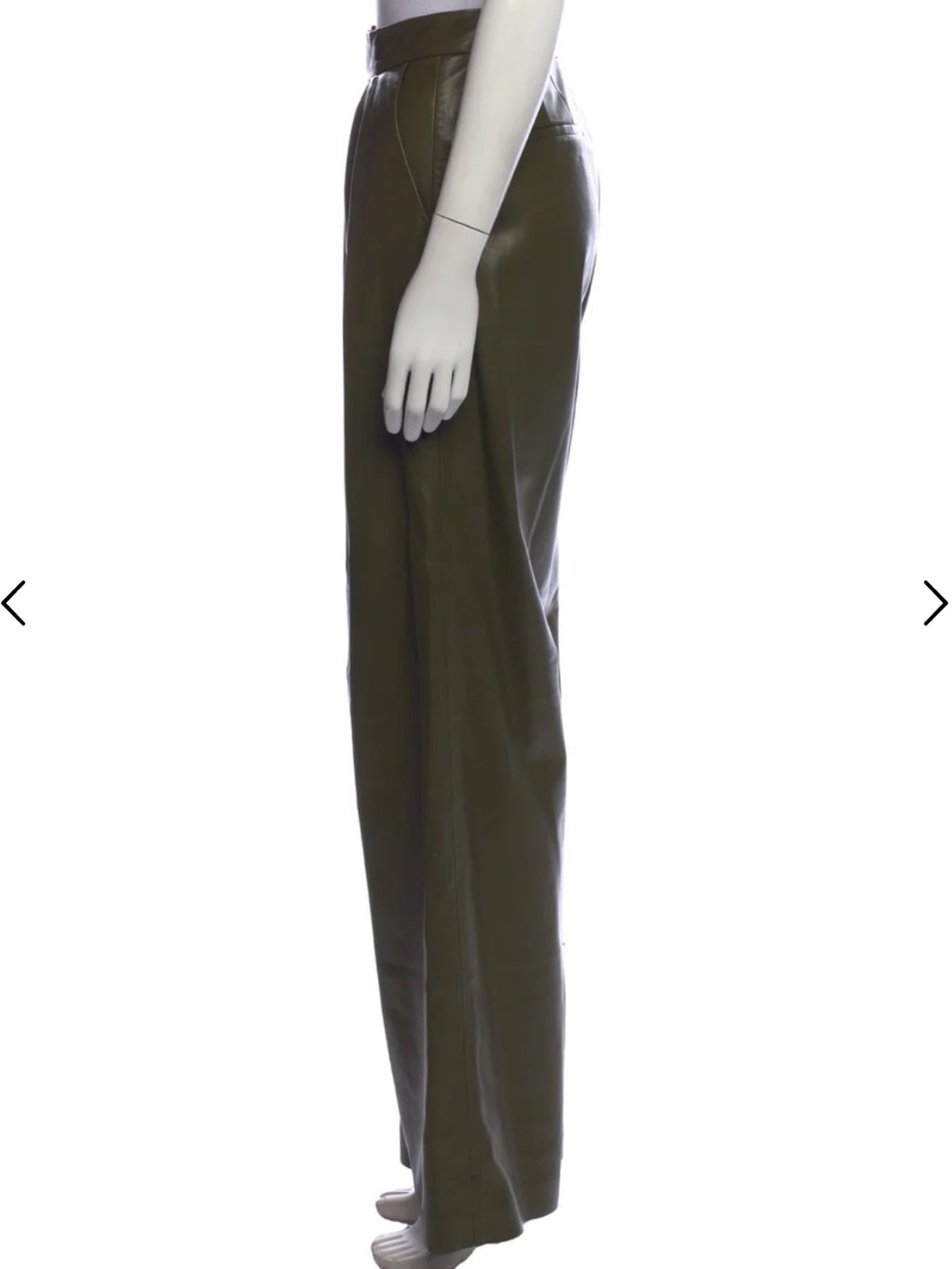 ALICE + OLIVIA Olive Green Wide-Leg Faux Leather Pants - Picture 2 of 7